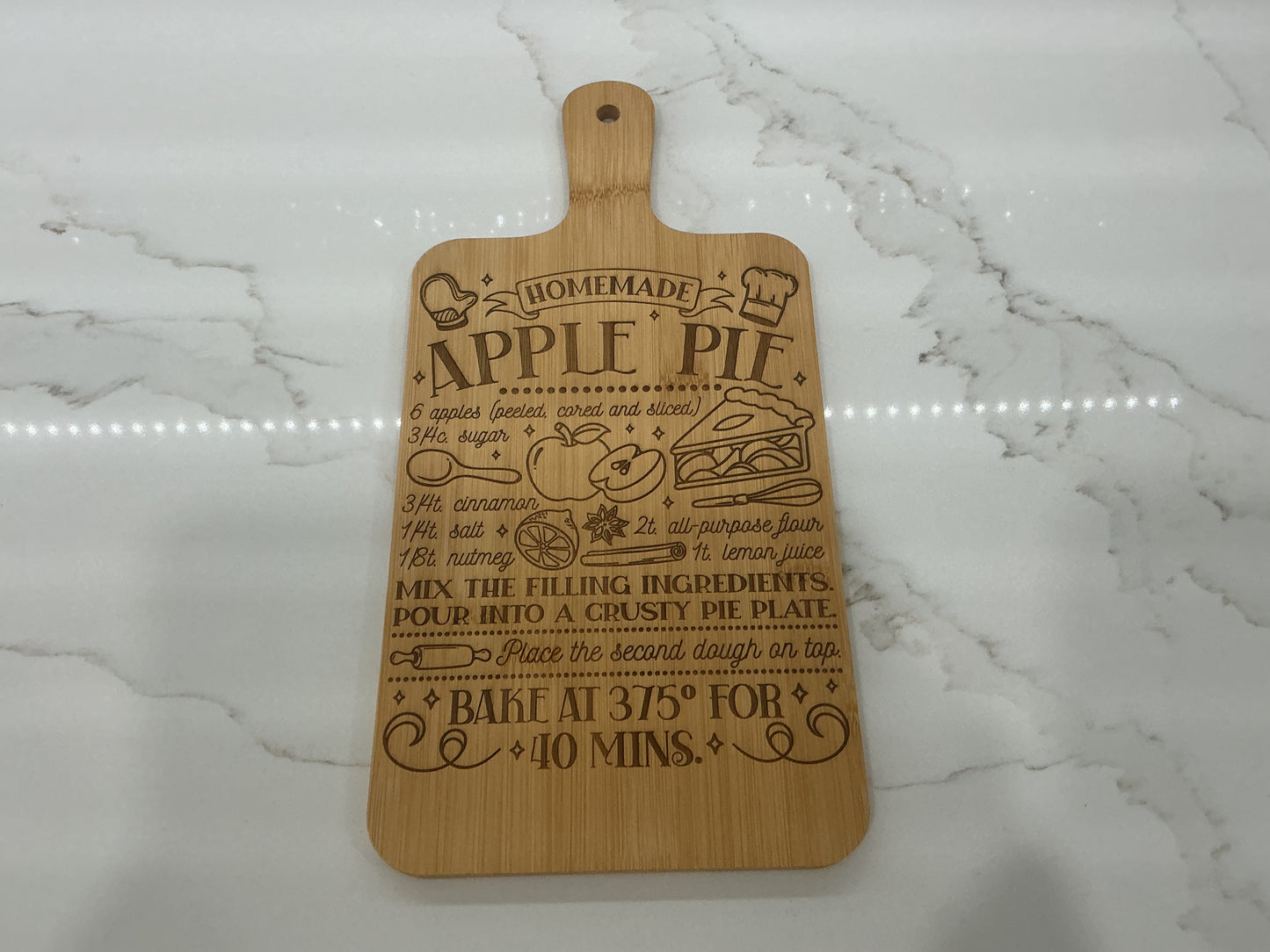 Apple pie recipe cutting board