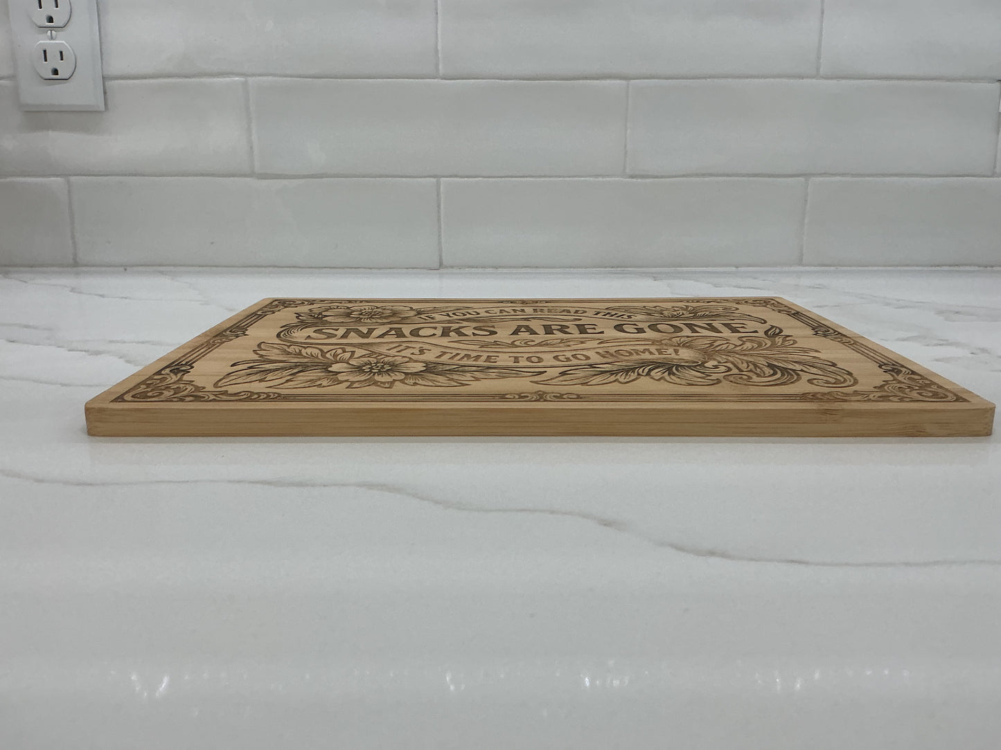 Snacks are gone cutting board