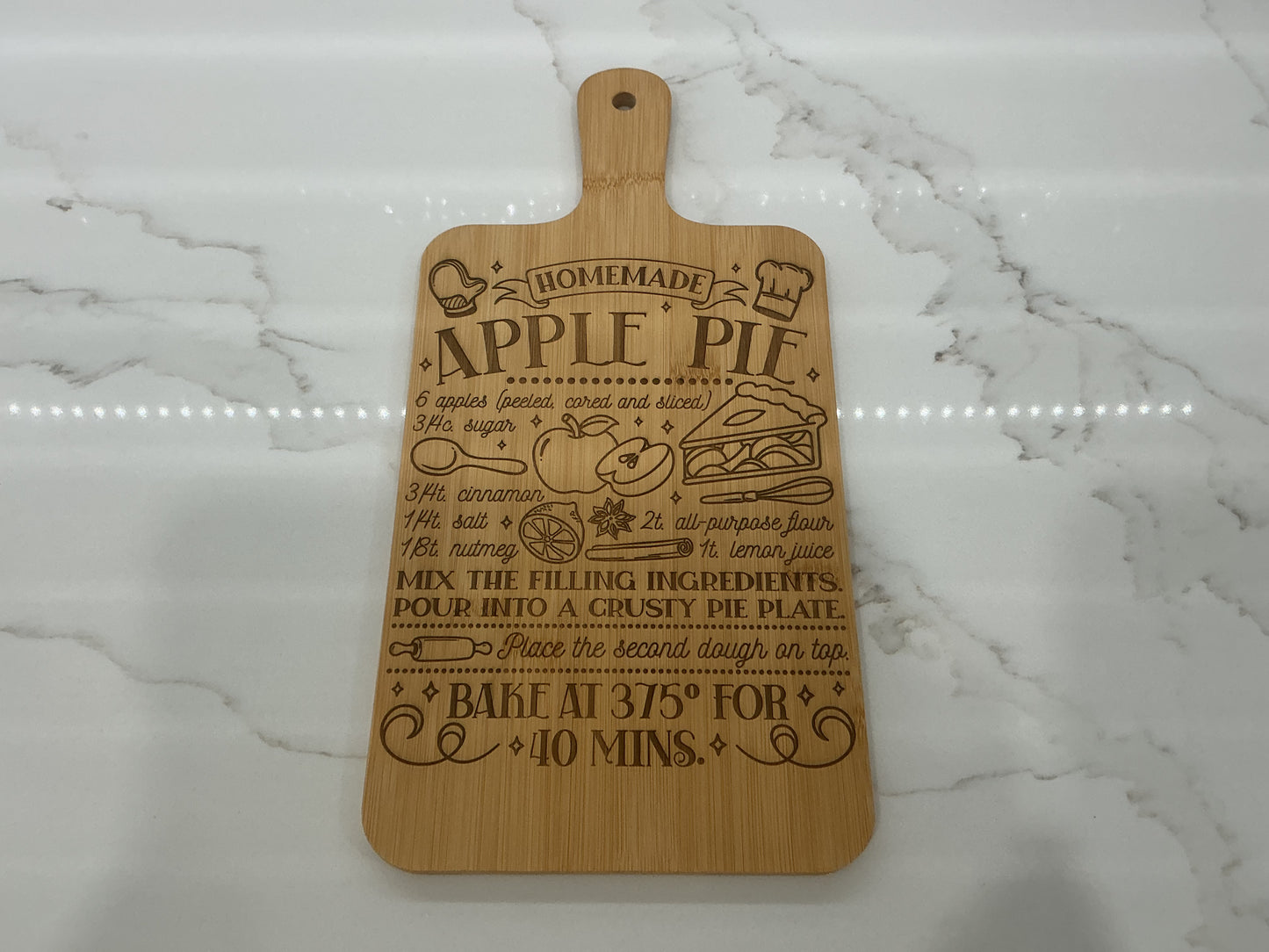 Apple pie recipe cutting board
