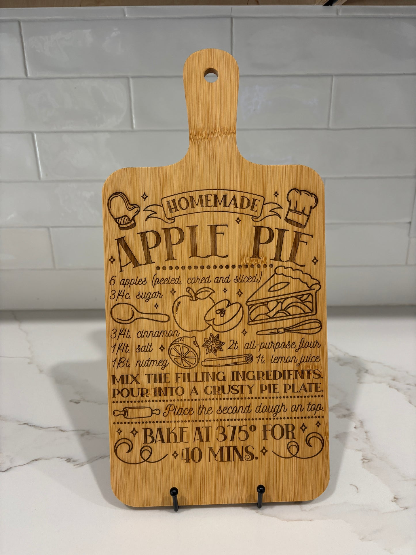 Apple pie recipe cutting board