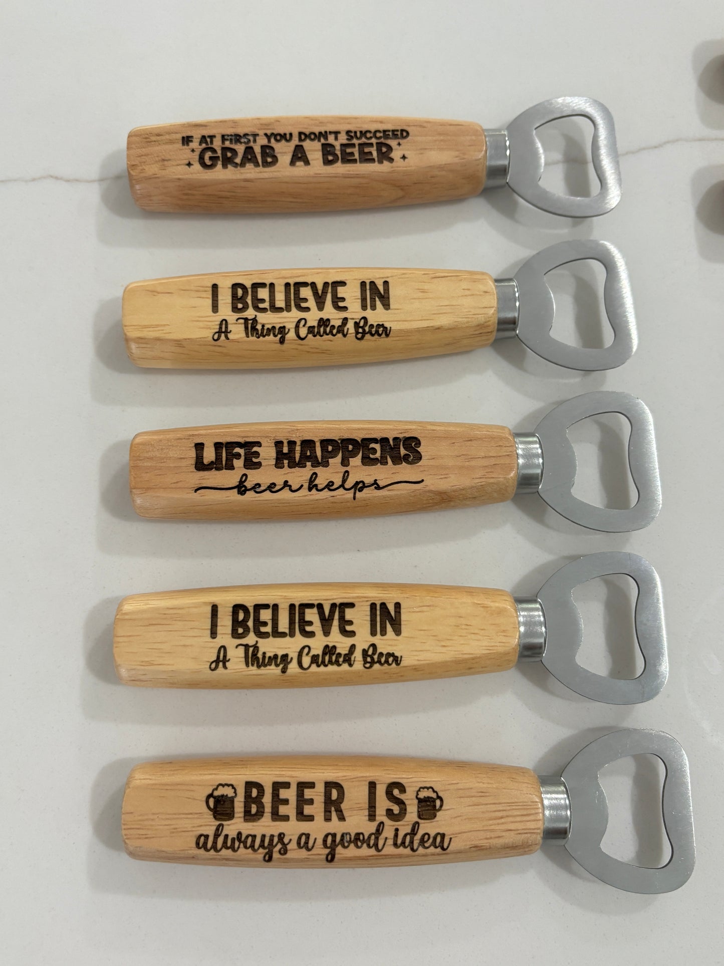 Laser engraved bottle opener