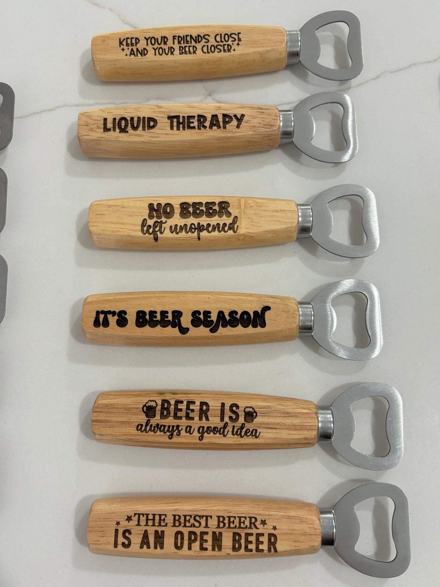Laser engraved bottle opener