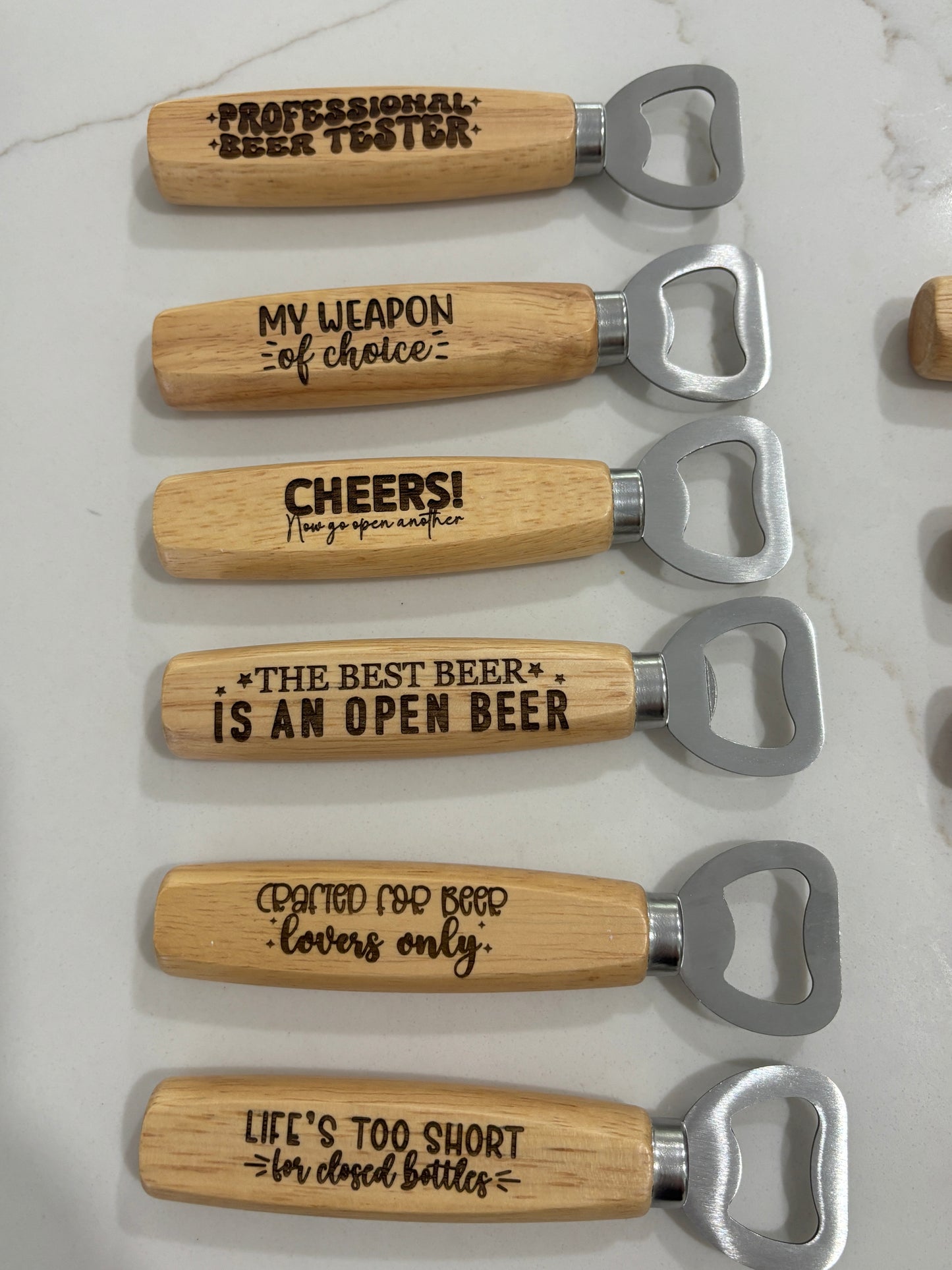 Laser engraved bottle opener