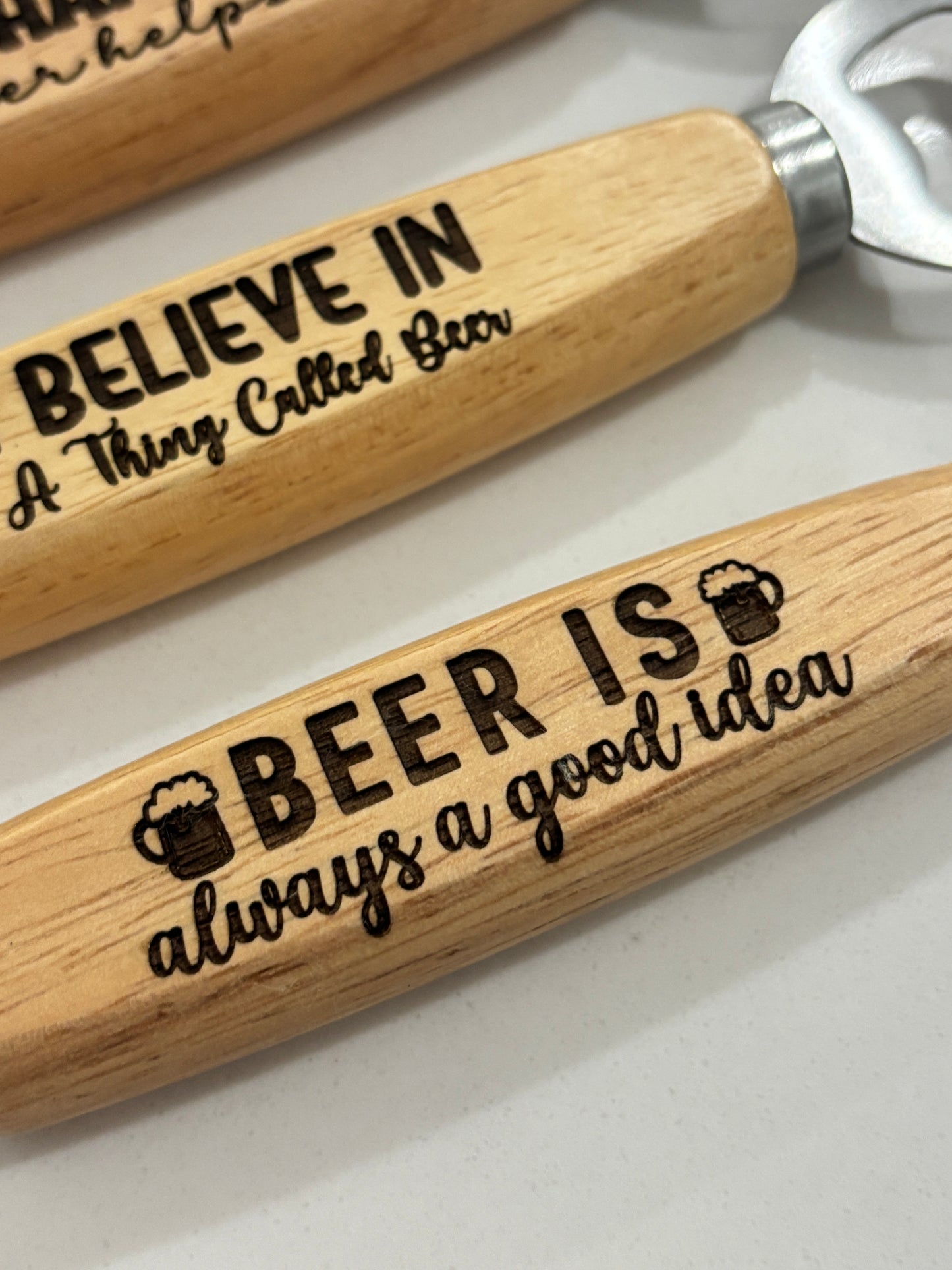 Laser engraved bottle opener
