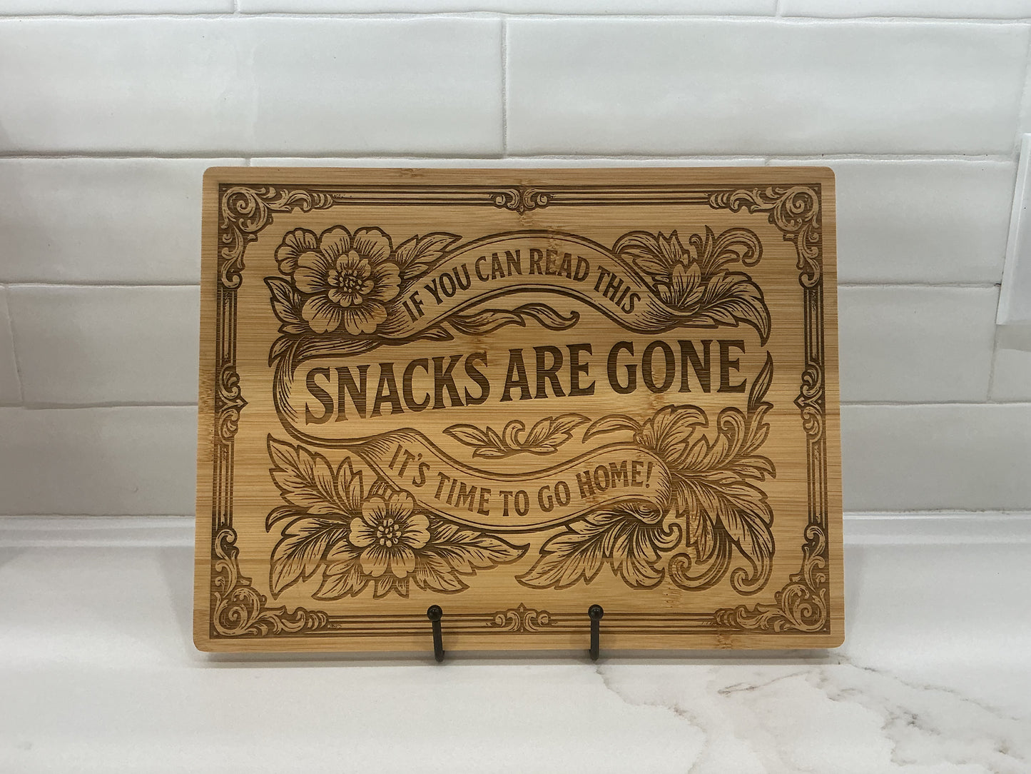 Snacks are gone cutting board