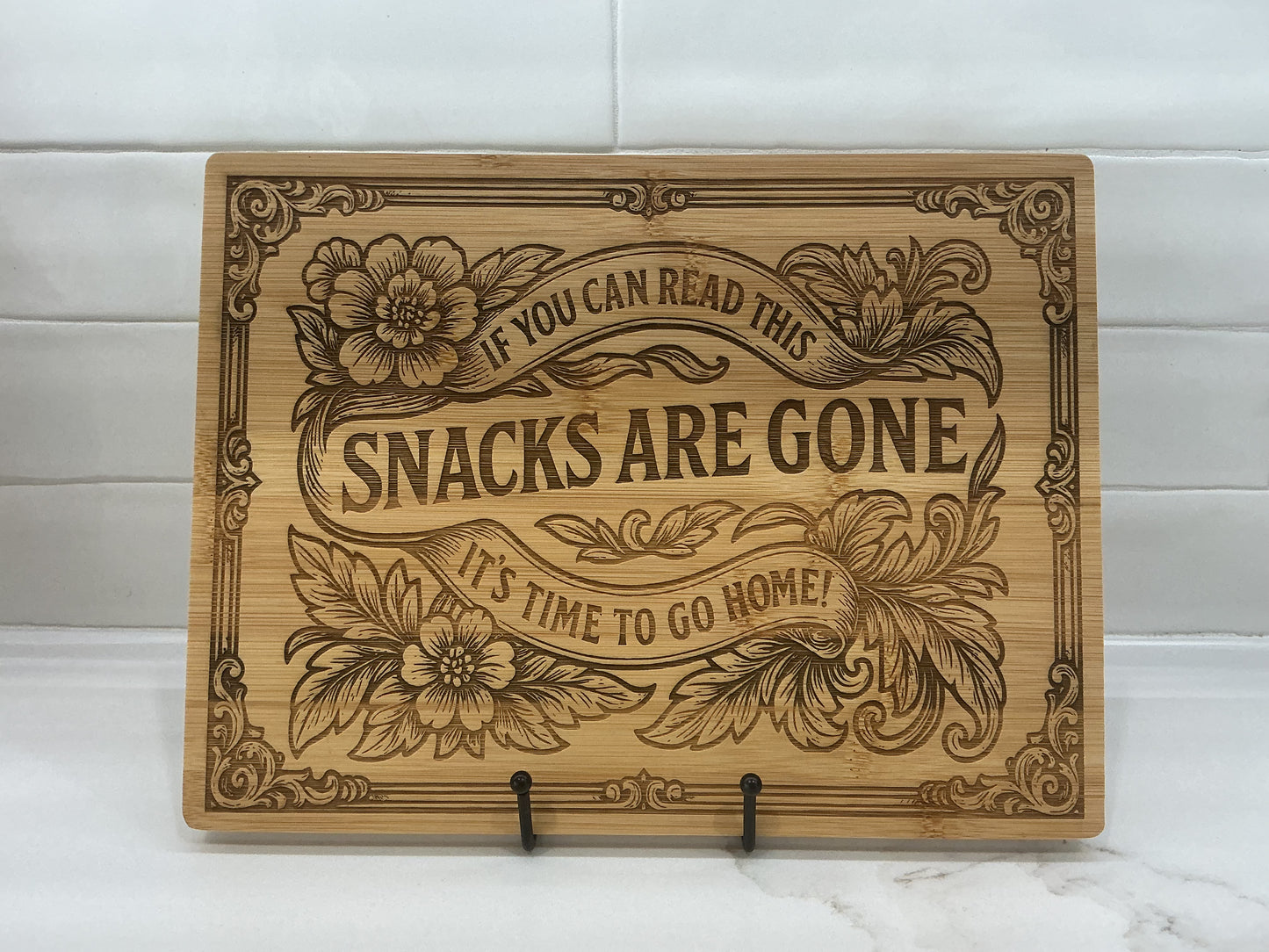 Snacks are gone cutting board