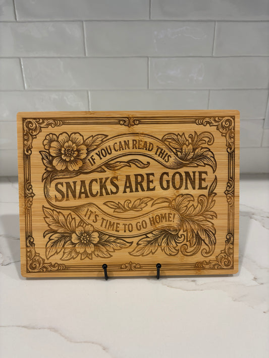 Snacks are gone cutting board