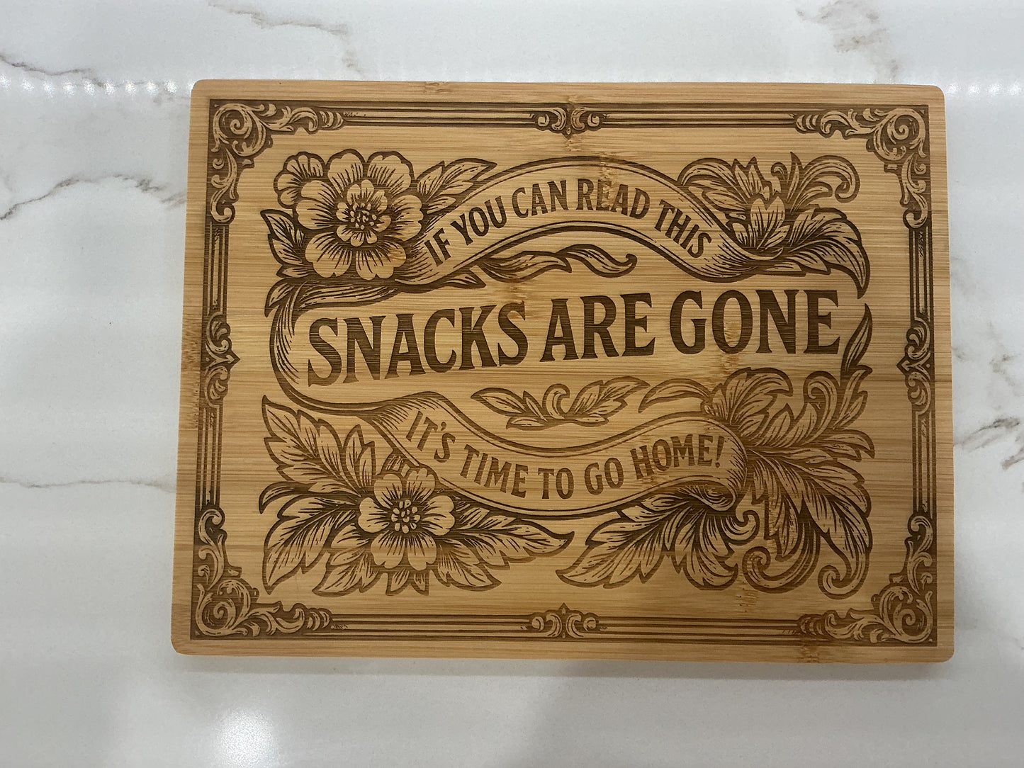 Snacks are gone cutting board