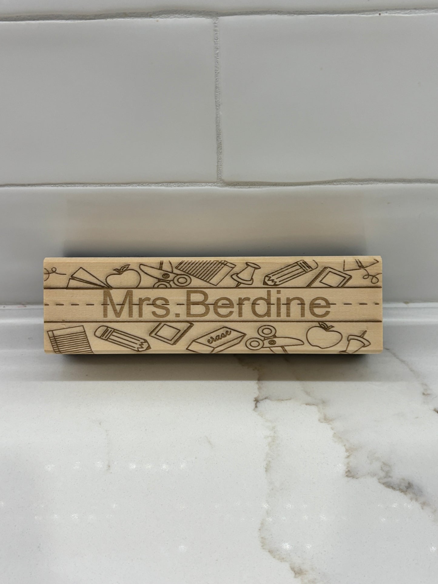 Laser engraved personalized dry erase eraser